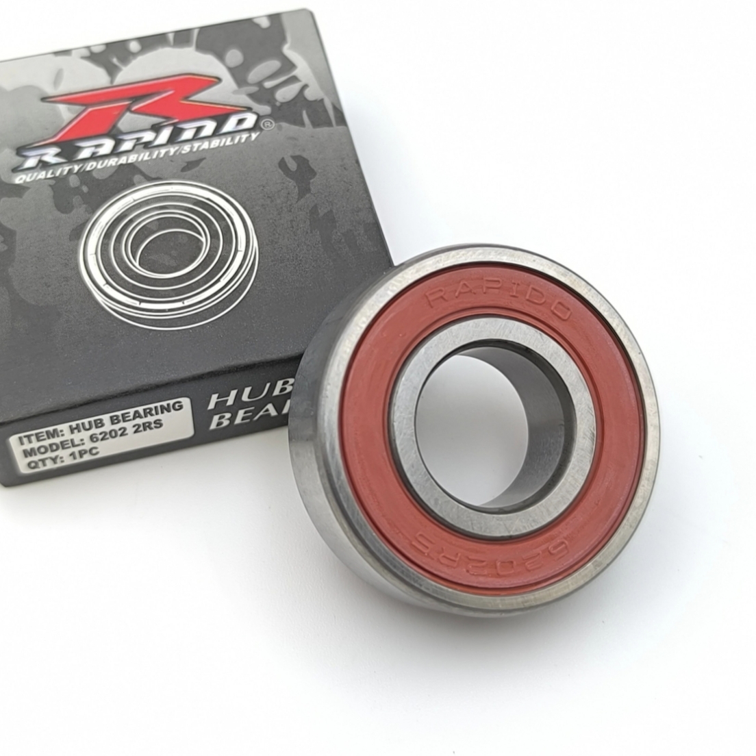 Rear wheel bearing with red felt cup 6202(Rapido) بلبرینگ چرخ عقب با کاسه نمد قرمز6202 (راپیدو) - Image 1