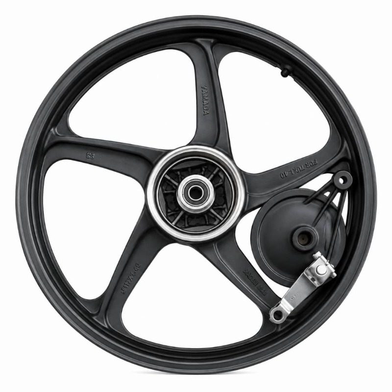 Five-spoke rear aluminum wheel with brake pads چرخ آلومينيومی پنج پره عقب لنتی حدید روان - Image 1